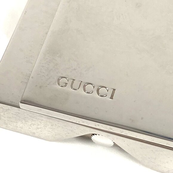 GUCCI REF0840 Logo Travel Watch Watch Interior Table clock SS Silver - Picture 12 of 16